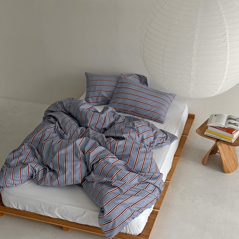 beddingsets-03042 blue×red シックシンストライプ 布団カバーセット