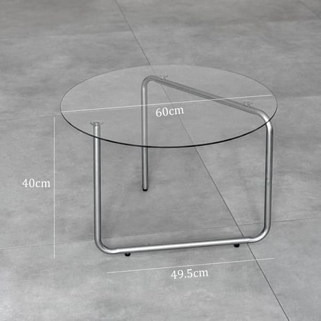 table-03150　ラウンドガラス コーヒーテーブル 60cm