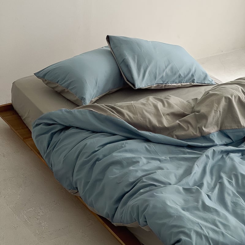 beddingsets-03017 blue×gray リバーシブル 布団カバーセット | A