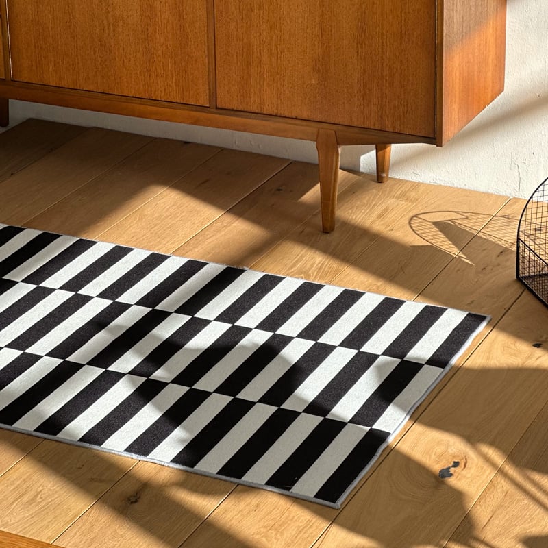 rug-03068 ホワイト＆ブラック ストライプラグ 80×120cm 100×160cm