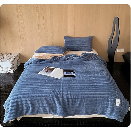 blanket-03041　Blanket ストライプ ラビットファーブランケット
