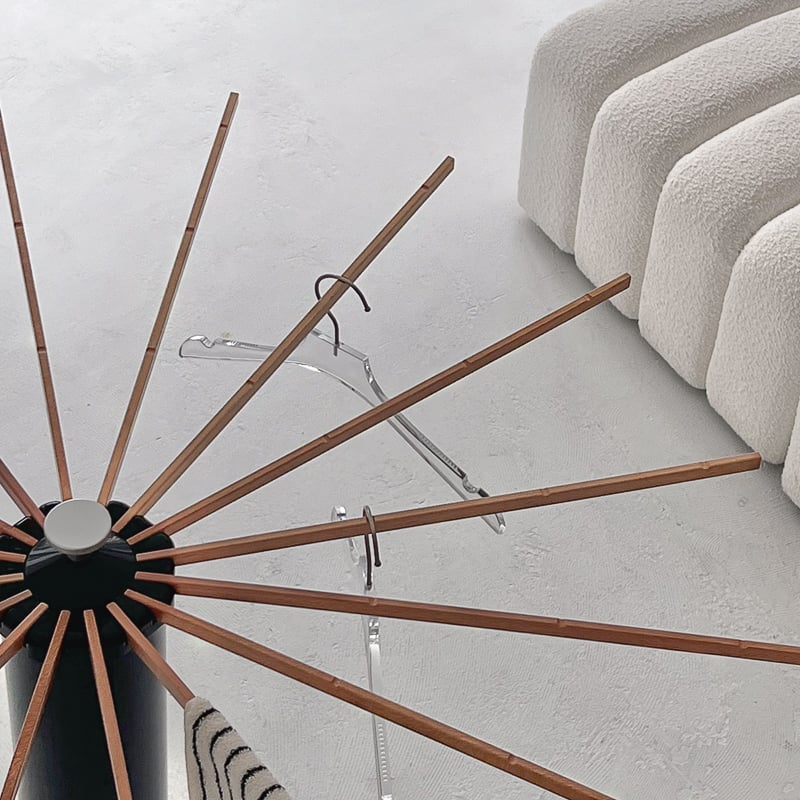 laundry-03010 Wood × Black フォールディング スタンドハンガー