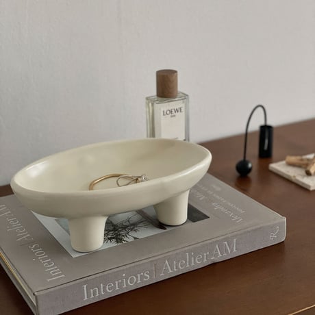 plate-03098　セラミック オーバルプレート アクセサリートレイ