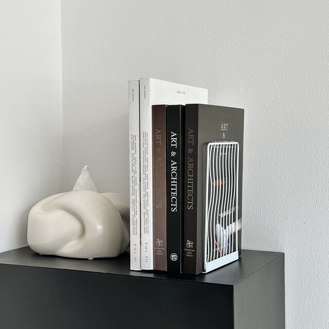 bookend-03018 wave line アイアン ブックスタンド 2個セット | AR