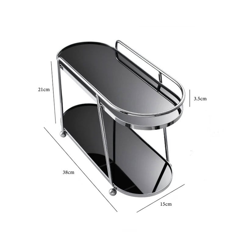 rack-03077 シルバーフレーム ブラックディスプレイラック 2段