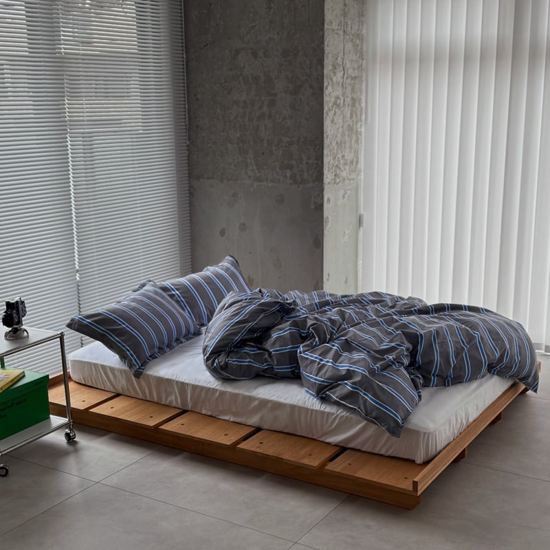 beddingsets-03120 gray×blue シックシンストライプ 布団カバーセット