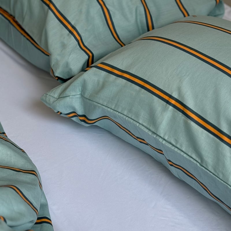 beddingsets-03038 mint×orange シックシンストライプ 布団カバーセ