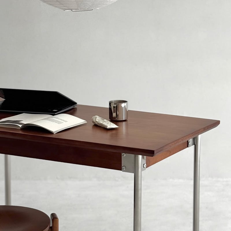 table-03173 ウッドトップ×ステンレスレッグ デスク | ART OF BLACK