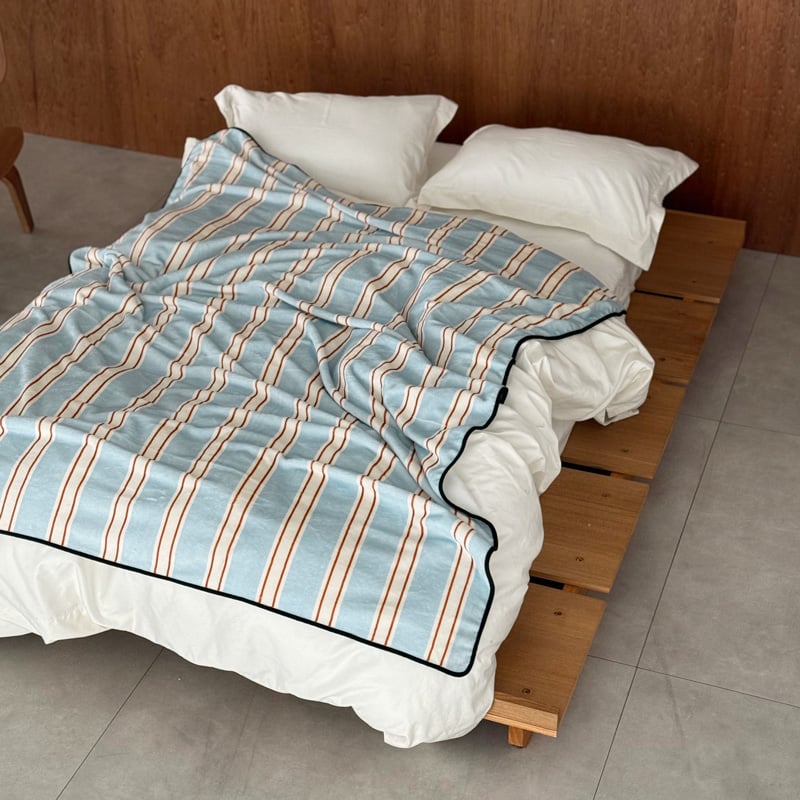 blanket-03057 blue×red×white ストライプ ブランケット 130×1