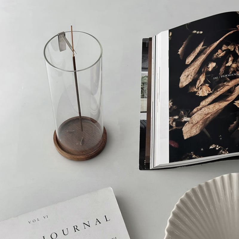 en.glassdesign インセンスホルダー 耐熱ガラス製のお香たて TWO TONE INCENSE HOLDER（ツートーン