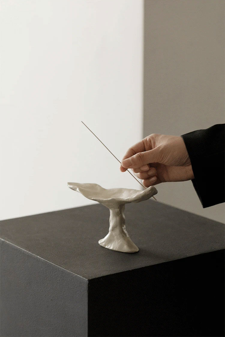 incenseholder-03074 クレイ コンポート型 インセンスホルダー お香