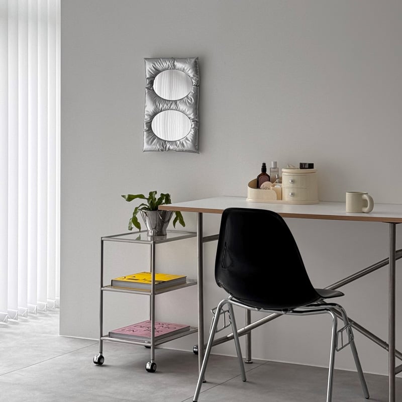 mirror-03168 オーバル シルバー クッションフレーム ダブル