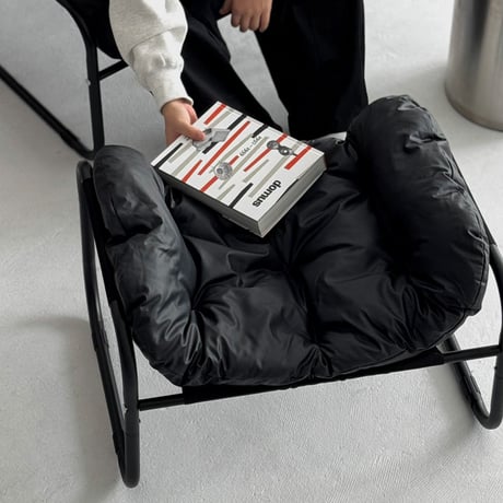 予約販売8月中旬～8月下旬頃発送予定　chair-03097　ブラックフレーム パテッド ラウンジチェア オットマン 1人掛けソファ