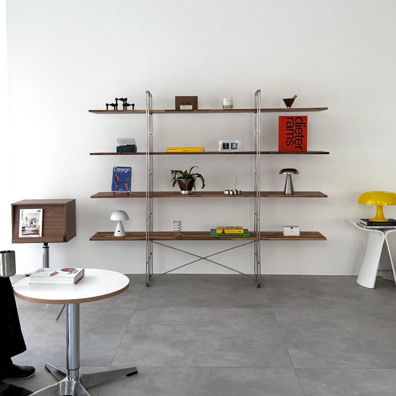 rack-03089 天然木 ダークブラウン ステンレスフレーム 4段 ユニット