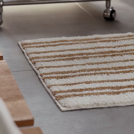 mat-03091　シックシンストライプ ラグ ナチュラルブラウン 40cm×60cm