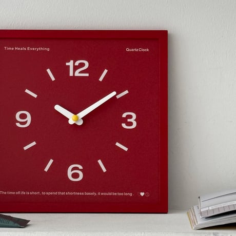 clock-03091　カラーパネル スクエア ウォールクロック 掛け時計 静音
