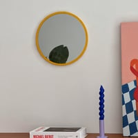 mirror-03140　イエロー カラーフレーム スチール ラウンドミラー 壁掛け 20cm / 30cm