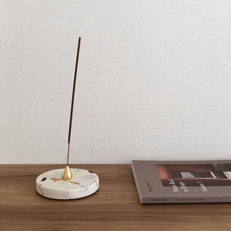incenseholder-03017　テラゾー ラウンド インセンスホルダー お香立て