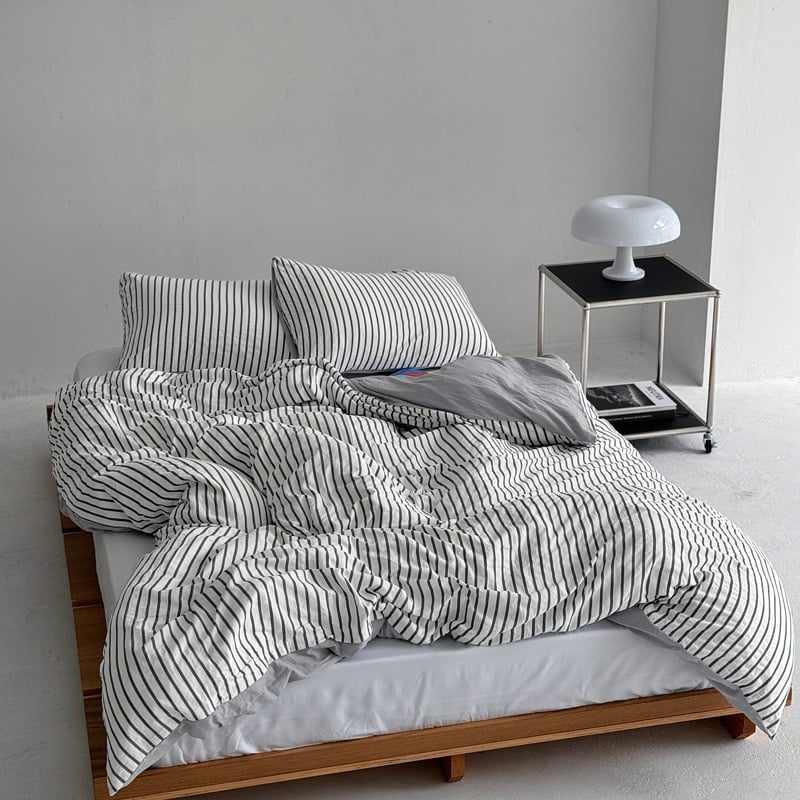 beddingsets-03012 black×white ストライプ 布団カバーセット | beddingsets-03012 black×white ストライプ 布団カバーセット |