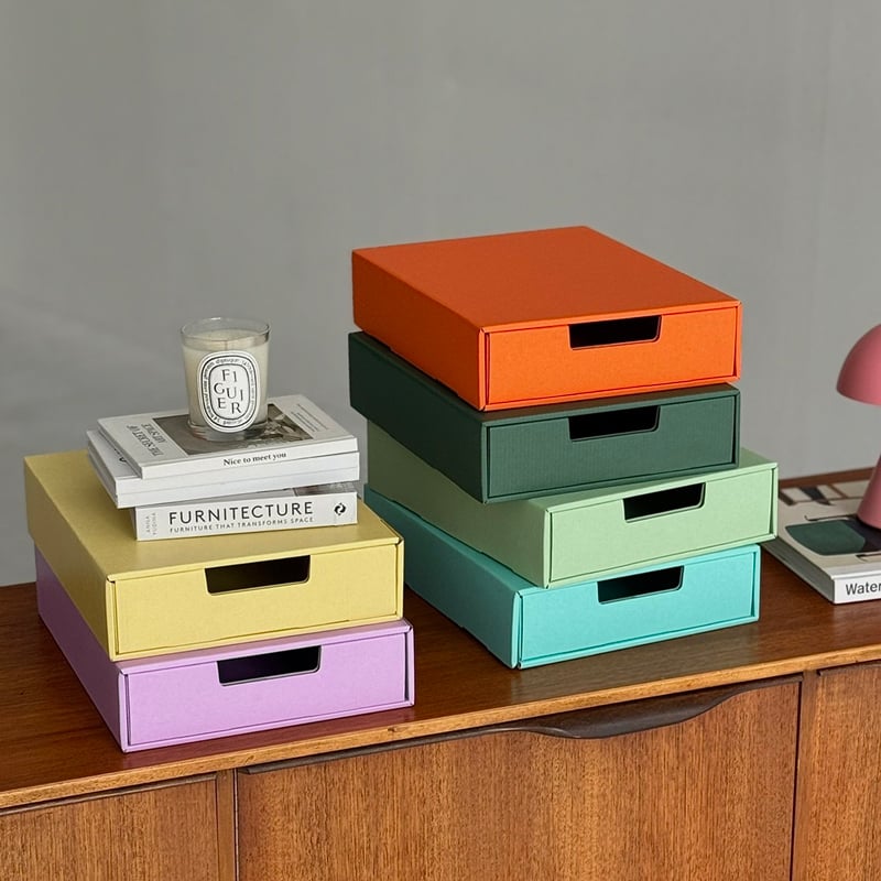 box-03055 カラー段ボール 引き出しA4ケース 同色2個セット box-03055 カラー段ボール 引き出しA4ケース 同色2個セット