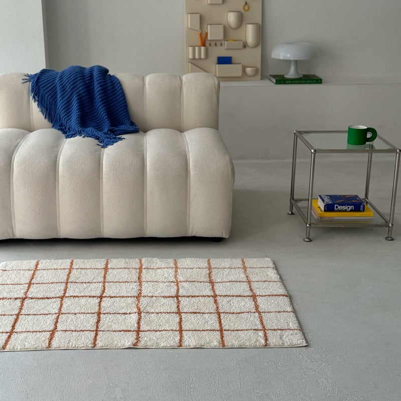 rug-03080 オレンジ グラフチェック ラグ 80×120cm | ART OF BLACK