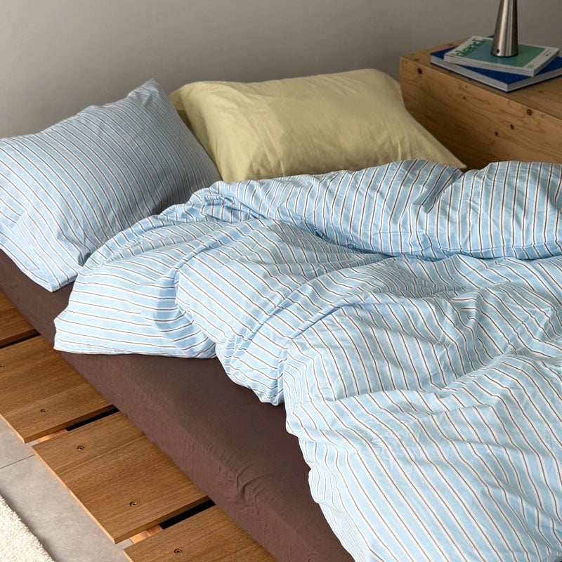 beddingsets-03125 blue×brown ストライプ 布団カバーセット | A