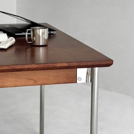 table-03173　ウッドトップ×ステンレスレッグ デスク