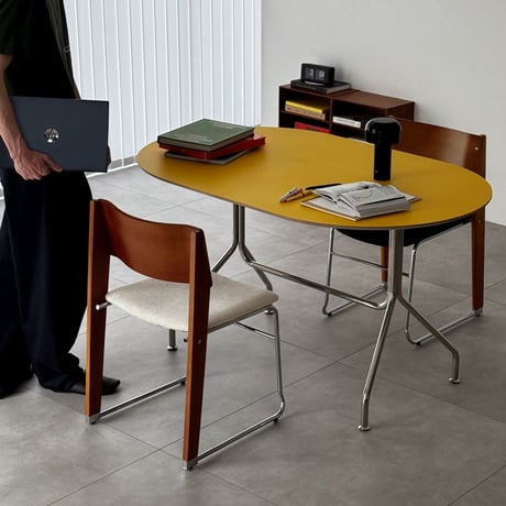 予約販売7月中旬～7月下旬頃発送予定　chair-03107　天然木×ステンレス スタッキングチェア