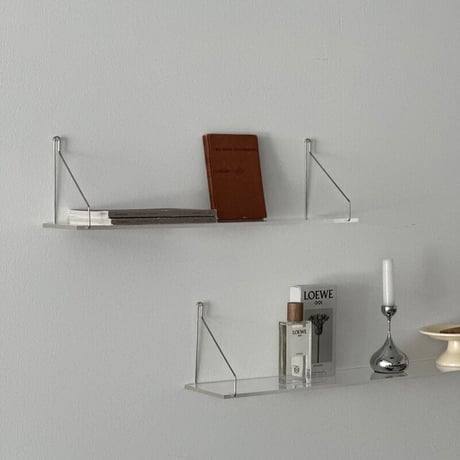 shelf-03030　hang silver クリア ウォールシェルフ 60cm / 80cm