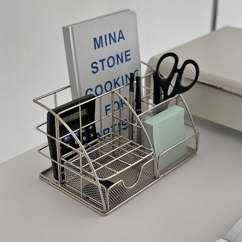 stationery-03024 シルバー スチール デスクオーガナイザー stationery-03024 シルバー スチール デスクオーガナイザー