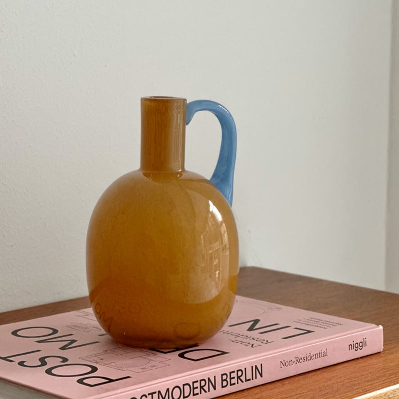 capi ハンドフラワーベース flowervase-03307 バイカラー カラーガラス ハンドル付き