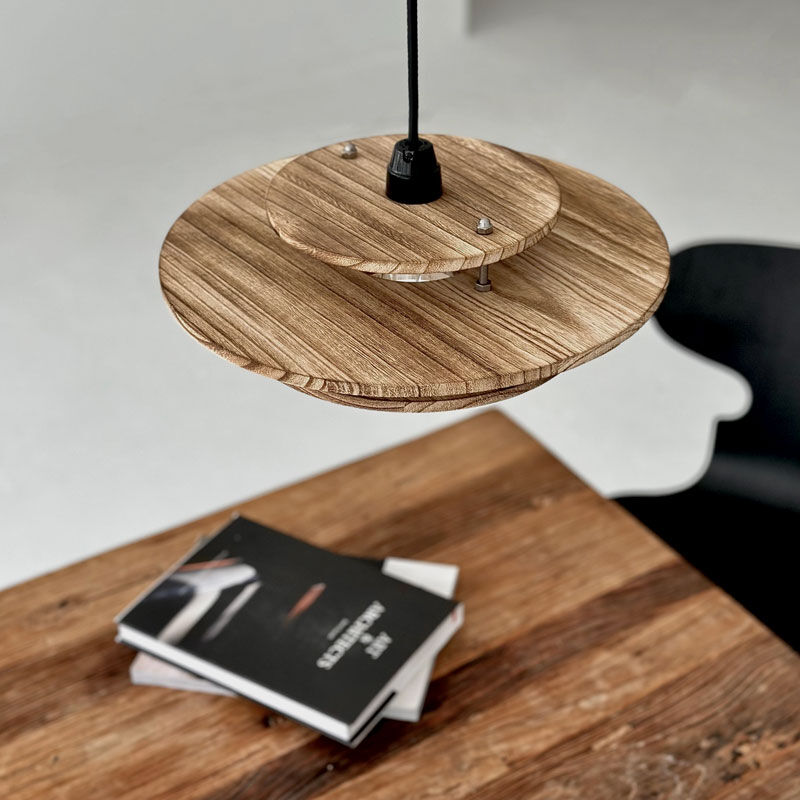 light-03226 brown ウッド フラットレイヤーシェード Medium ペンダント