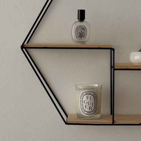 wallrack-03008　アイアン ヘキサゴン ウォールシェルフ 42cm×48cm