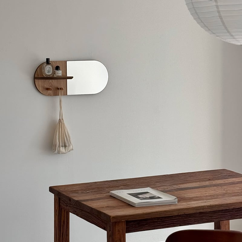 予約販売1月中旬～1月下旬頃発送予定 mirror-03123 オーバル ウッド