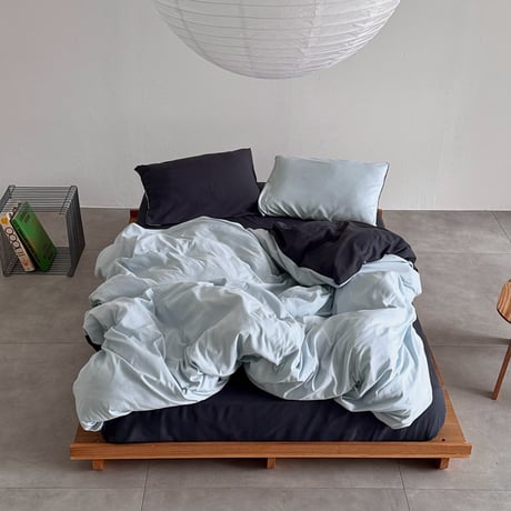 予約販売7月中旬～7月下旬頃発送予定　beddingsets-03164　light blue×navy リバーシブル 布団カバーセット