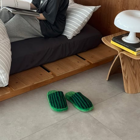 slipper-03008　もふもふ カラーストライプ ルームシューズ スリッパ