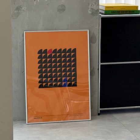 poster-03143　BAUHAUS Yellow Orange geometric シルバーフレーム付き ポスター 70×50cm