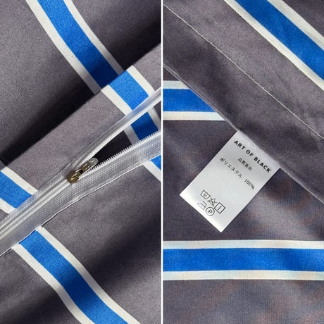 beddingsets-03120　gray×blue シックシンストライプ 布団カバーセット