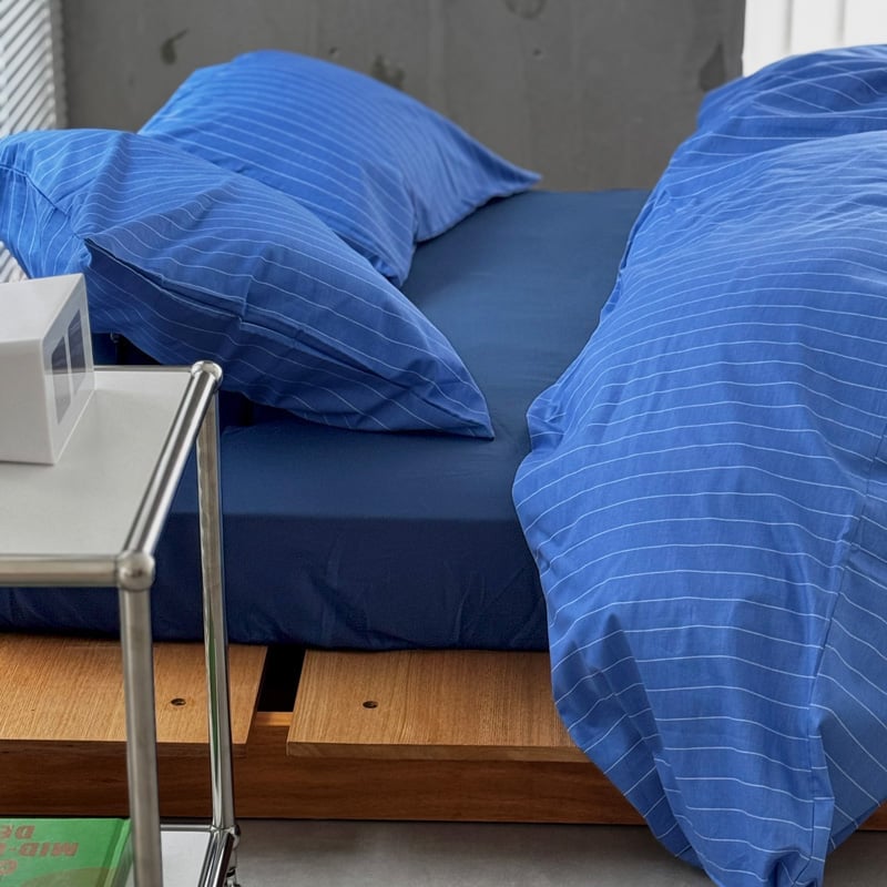 beddingsets-03095 blue ピンストライプ 布団カバーセット | ART O