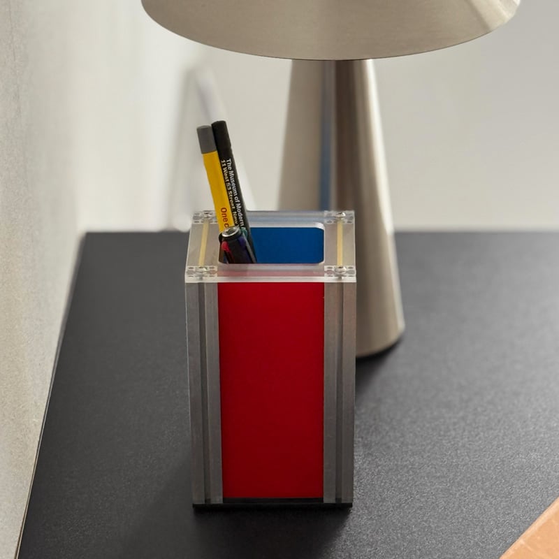 アクリルペン立て stationery-03052 アルミフレーム カラーアクリル ペンスタンド | ART O