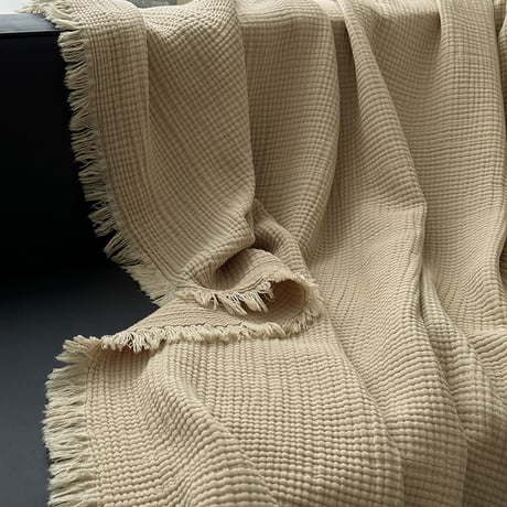 予約販売8月上旬～8月中旬頃発送予定　blanket-03049　フリンジ ぽこぽこダブルガーゼケット 200×150