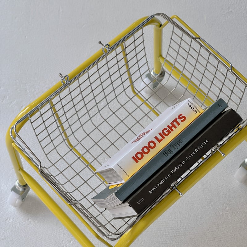 バスケットワゴン　ゴールド 楽天市場】イエロー キャスターワゴン ハンドル付きシルバー