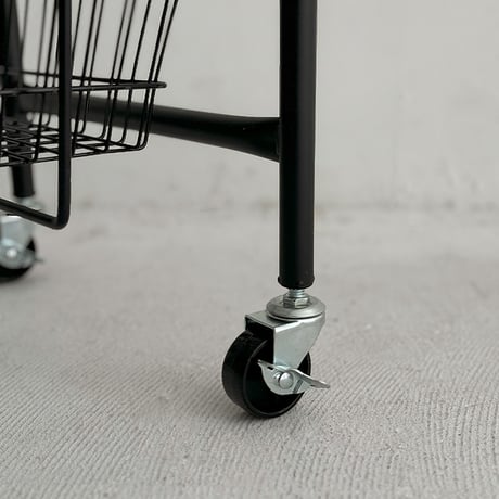 予約販売7月上旬～7月中旬頃発送予定　wagon-03022　ブラック キャスターワゴン ハンドル付きバスケット