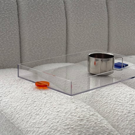 tray-03141　カラーハンドル クリアトレイ