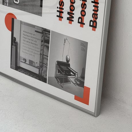 poster-03134　BAUHAUS オレンジ シルバーフレーム付き ポスター 70×50cm