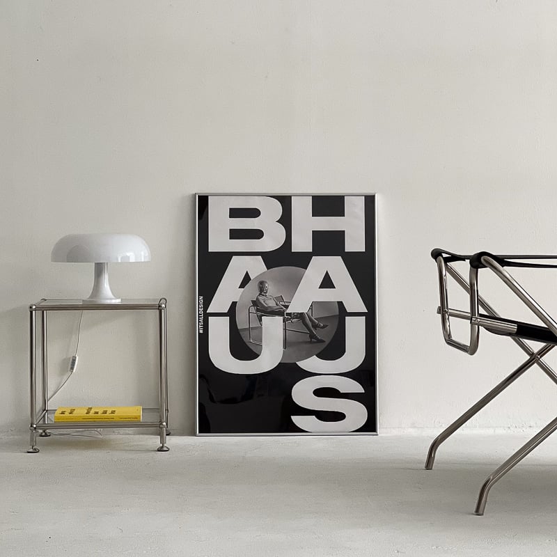 poster-03111 BAUHAUS レタリング シルバーフレーム アート