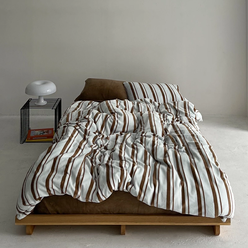 beddingsets-03061 mint×brown あたたか ファイバー厚手 起毛 スト