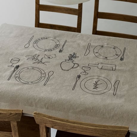 tablecloth-03068　one night in paris コットンリネン テーブルクロス 100cm×75cm / 150cm×100cm