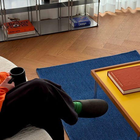 予約販売7月中旬～7月下旬頃発送予定　rug-03098　BLUE メランジ パイルラグ 100×200cm