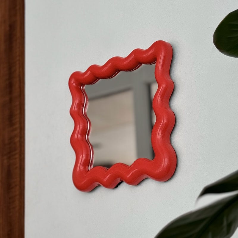 mirror-03156 wave カラーフレーム 卓上ミラー 壁掛け | ART OF BLACK